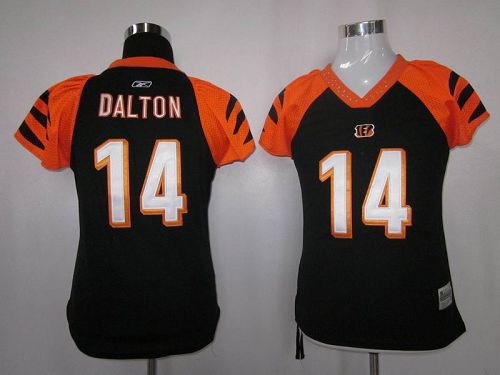 Bengals #14 Andy Dalton Black Women's Field Flirt Stitched NFL Jersey